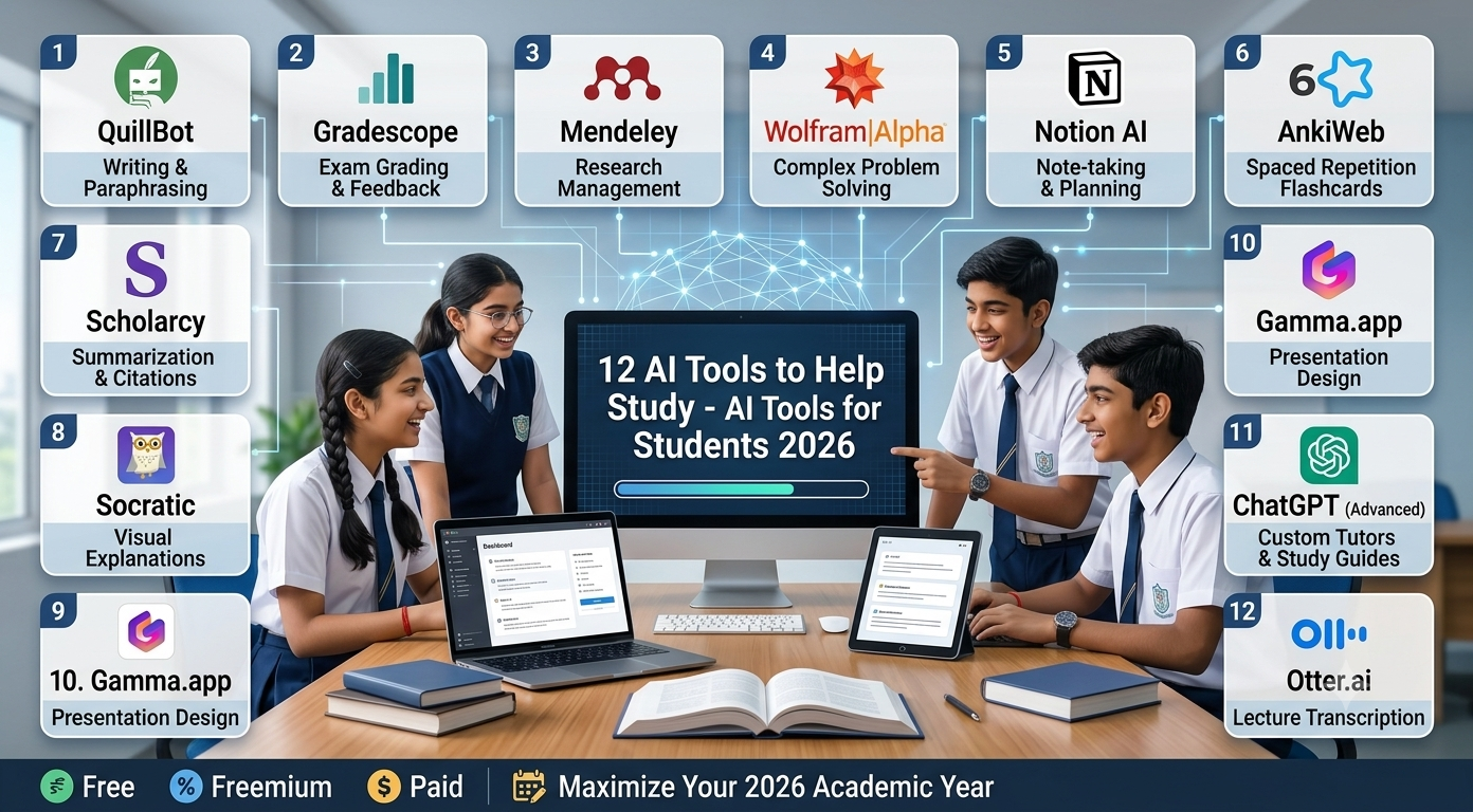 12 AI Tools to Help Study - AI Tools for Students 2026